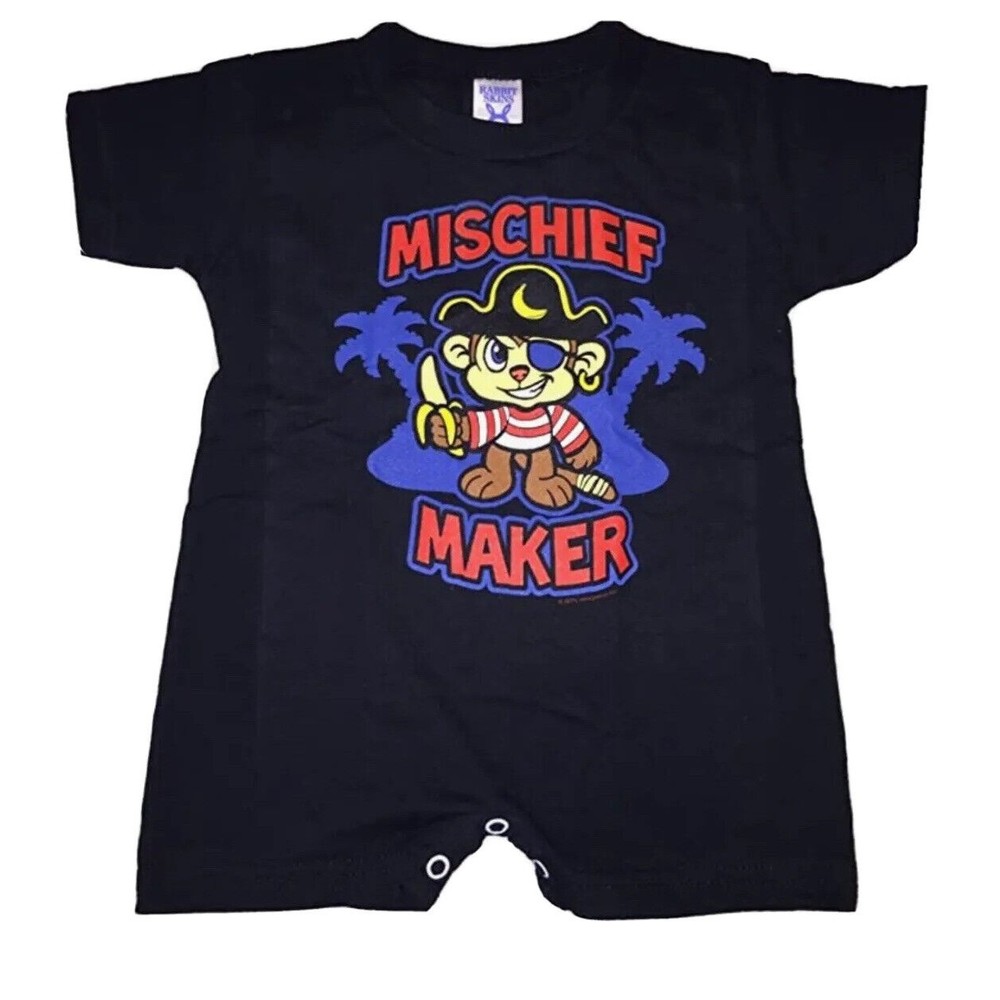 Pirate Mischief Maker Infant Baby Romper 2-Sided Black One-Piece, 24 Months NEW
